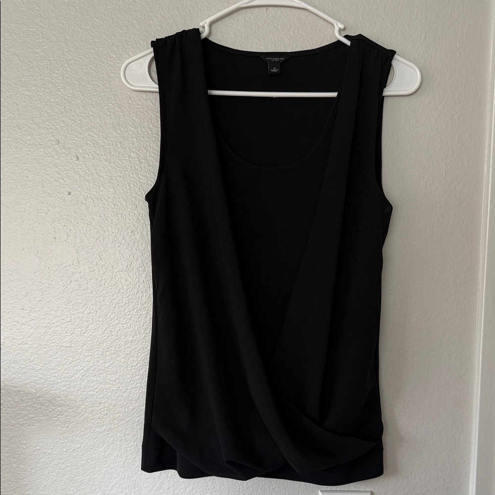 Ann Taylor Black Draped Tank Top